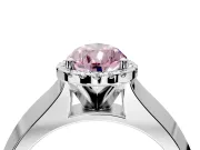Halo Engagement Ring Setting for Fancy Pink Pear-Shaped Center with Knife Ridge Cathedral Band and Prong Head in White Gold