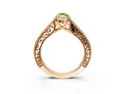 Solitaire Engagement Ring Setting for Fancy Yellow Marquise Center with Engraved Pave Band and Prong Head in Rose Gold