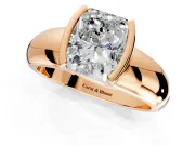 Tension Engagement Ring Setting for Radiant Cut Center with Wide Flat Band and Tension Head in Rose Gold