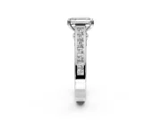 Solitaire Engagement Ring Setting for Emerald Cut Center with Channel Band and Double Claw Prong Head in Sterling Silver