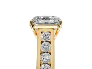 Solitaire Engagement Ring Setting for Asscher Cut Center with Round Cut Channel Band and Prong Head in Yellow Gold