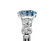 5 Stone Engagement Ring Setting for Fancy Blue Oval Center with Graduated Accents and Prong Head in Platinum