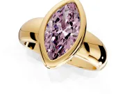 Solitaire Engagement Ring Setting for Fancy Pink Marquise Center with Wide Band and Bezel Head in Yellow Gold