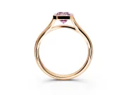 Solitaire Engagement Ring Setting for Fancy Pink Emerald Cut Center with V Split Shank and Bezel Head in Rose Gold