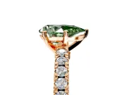 Solitaire Engagement Ring Setting for Fancy Green Pear-Shaped Center with Single Row Accent Band and Prong Head in Rose Gold