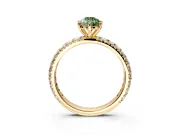 Solitaire Engagement Ring Setting for Fancy Green Pear-Shaped Center with Shared-Prong Accents and Prong Head in Yellow Gold