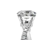 Solitaire Engagement Ring Setting for Oval Center with Half-Pave Crossover Band and Prong Head in Platinum