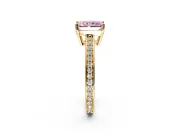 Solitaire Engagement Ring Setting for Fancy Pink Radiant Cut Center with Channel-Set Accent Band and Prong Head in Yellow Gold
