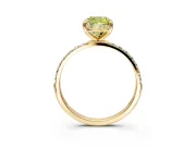Solitaire Engagement Ring Setting for Fancy Yellow Cushion Cut Center with Pave Accents and Prong Head in Yellow Gold