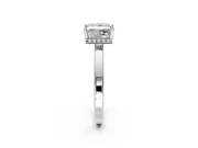 Hidden Halo Engagement Ring Setting for Princess Cut Center with Wide Flat Plain Band and Prong Head in White Gold