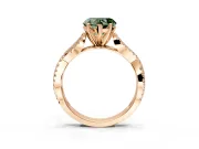 Solitaire Engagement Ring Setting for Fancy Green Heart-Shaped Center with Twisted Pave Split Shank and Prong Head in Rose Gold