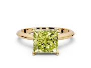 Solitaire Engagement Ring Setting for Fancy Yellow Princess Cut Center with Knife Ridge Band and Claw Prong Head in Yellow Gold