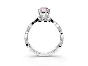 Solitaire Engagement Ring Setting for Fancy Pink Pear-Shaped Center with Accented Twist Band and Leaf Prong Head in White Gold