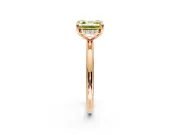 Hidden Halo Engagement Ring Setting for Fancy Yellow Asscher Cut Center with Thin Rounded Band and Prong Head in Rose Gold