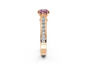 Solitaire Engagement Ring Setting for Fancy Pink Cushion Cut Center with Channel Band and Double Claw Prong Head in Rose Gold