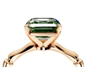 Solitaire Engagement Ring Setting for Fancy Green Asscher Cut Center with Bamboo Band and Prong Head in Rose Gold