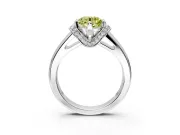 Solitaire Engagement Ring Setting for Fancy Yellow Round Cut Center with Wide Band, Pave Collar and Prong Head in White Gold