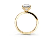Solitaire Engagement Ring Setting for Princess Cut Center with Thin Rounded Plain Band and Prong Head in Yellow Gold