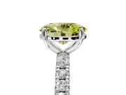 Solitaire Engagement Ring Setting for Fancy Yellow Oval Center with Shared-Prong Accents and Prong Head in Platinum