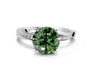 Side Accent Engagement Ring Setting for Fancy Green Round Cut Center with Accent Shoulders and Prong Head in Platinum