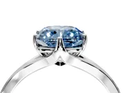 Solitaire Engagement Ring Setting for Fancy Blue Cushion Cut Center with Plain Split Shank and Prong Head in Sterling Silver