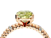 Rope Engagement Ring Setting for Fancy Yellow Cushion Cut Center with Accent Shoulders and Prong Head in Rose Gold