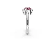Halo Engagement Ring Setting for Fancy Pink Round Cut Center with Tapered Plain Band and Prong Head in Sterling Silver