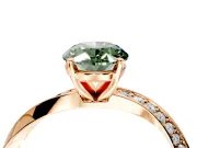 Side Accent Engagement Ring Setting for Fancy Green Oval Center with Accent Shoulders and Prong Head in Rose Gold