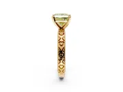 Solitaire Engagement Ring Setting for Fancy Yellow Princess Cut Center with XO Engraved Band and Prong Head in Yellow Gold
