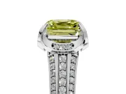 Solitaire Engagement Ring Setting for Fancy Yellow Asscher Cut Center with Accented Split Shank and Prong Head in White Gold