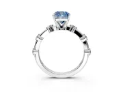 Solitaire Engagement Ring Setting for Fancy Blue Cushion Cut Center with Bezel Station Band and Prong Head in Platinum