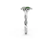 Halo Engagement Ring Setting for Fancy Green Pear-Shaped Center with Pave and Plain Twist Band and Prong Head in White Gold