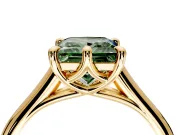 Solitaire Engagement Ring Setting for Fancy Green Princess Cut Center with Cathedral Band and Prong Head in Yellow Gold