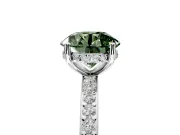 Solitaire Engagement Ring Setting for Fancy Green Round Cut Center with Fine Pave Band and Prong Head in Platinum
