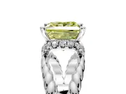 Halo Engagement Ring Setting for Fancy Yellow Princess Cut Center with Rope Twist Split Shank and Prong Head in White Gold