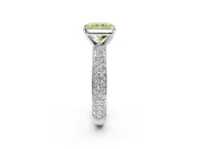Solitaire Engagement Ring Setting for Fancy Yellow Radiant Cut Center with Domed Multi-Row Pave Band and Prong Head in Platinum