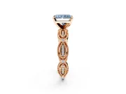 Solitaire Engagement Ring Setting for Fancy Blue Radiant Cut Center with Marquise Panel Band and Prong Head in Rose Gold