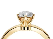 Solitaire Engagement Ring Setting for Pear-Shaped Center with Plain Band and Tulip Prong Head in Yellow Gold