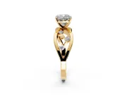 Solitaire Engagement Ring Setting for Cushion Cut Center with Criss-Cross Accent Band and Prong Head in Yellow Gold