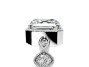 Vintage Station Engagement Ring Setting for Asscher Cut Center with Accents and Prong Head in Platinum