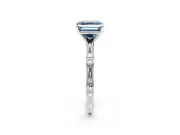 Solitaire Engagement Ring Setting for Fancy Blue Asscher Cut Center with Bamboo Band and Prong Head in White Gold