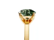 Solitaire Engagement Ring Setting for Fancy Green Round Cut Center with Basket Rail and Prong Head in Yellow Gold
