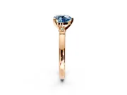 Solitaire Engagement Ring Setting for Fancy Blue Heart-Shaped Center with Beaded Shoulders and Prong Head in Rose Gold