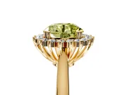 Starburst Halo Engagement Ring Setting for Fancy Yellow Round Cut Center with Thin Round-Wire Band and Prong Head in Yellow Gold