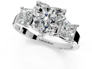 3 Stone Engagement Ring Setting for Heart-Shaped Center with Matching Side Accents and Prong Head in White Gold