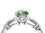Bar-Set Engagement Ring Setting for Fancy Green Marquise Center with Tapered Baguette Accents and Prong Head in Sterling Silver