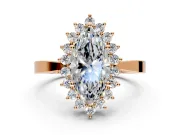 Starburst Halo Engagement Ring Setting for Marquise Center with Flat Cathedral Band and Prong Head in Rose Gold