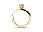 Solitaire Engagement Ring Setting for Fancy Yellow Oval Center with Fine Pave Band and Claw Prong Head in Yellow Gold