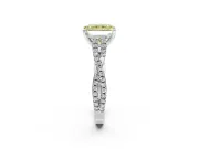 Solitaire Engagement Ring Setting for Fancy Yellow Radiant Cut Center with Twisted Pave Split Shank and Prong Head in Sterling Silver