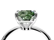 Minimalist Solitaire Engagement Ring Setting for Fancy Green Cushion Cut Center with Thin Band and Prong Head in Platinum